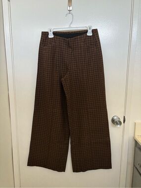 Old Navy High-Waisted Pull-On Pixie Wide-Leg Pants - Gold Houndstooth - M